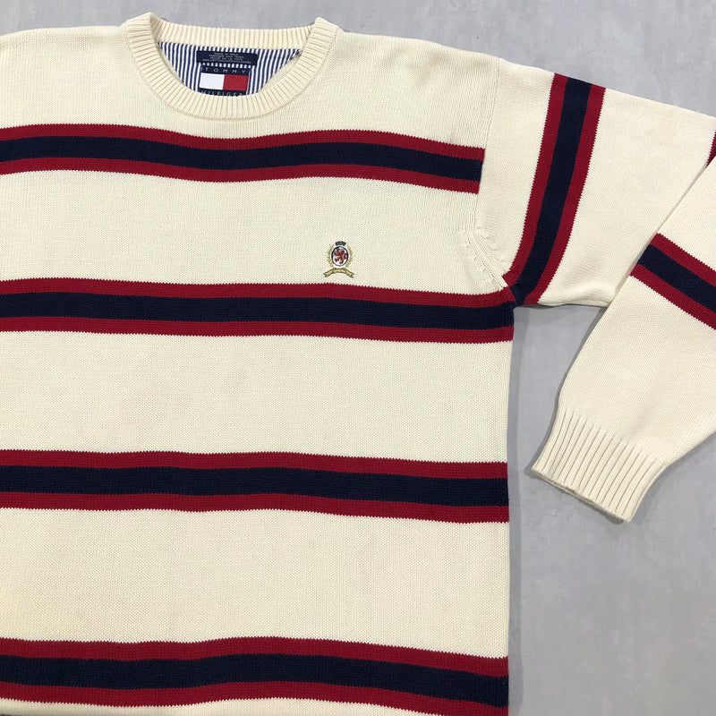 Vintage Tommy Hilfiger Knit Sweater Lion Crest Logo (L)