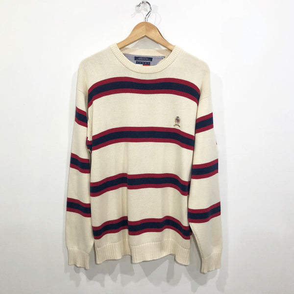 Vintage Tommy Hilfiger Knit Sweater Lion Crest Logo (L)