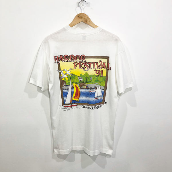 Vintage Fruit of the Loom T-Shirt 1991 Harbor Festival USA (M)