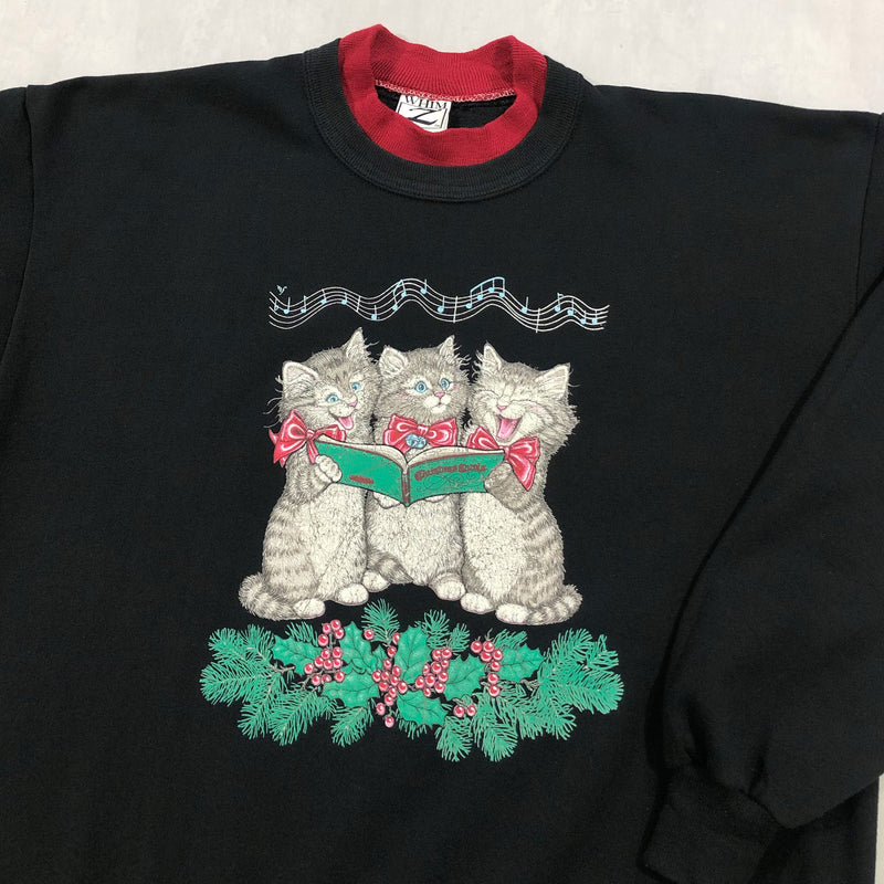 Vintage Sweatshirt Christmas Kittens USA (L/BIG)