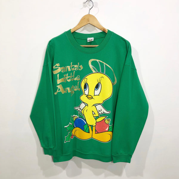 Vintage Looney Tunes Sweatshirt 1996 Santa's Little Angel Tweety (W/XL)