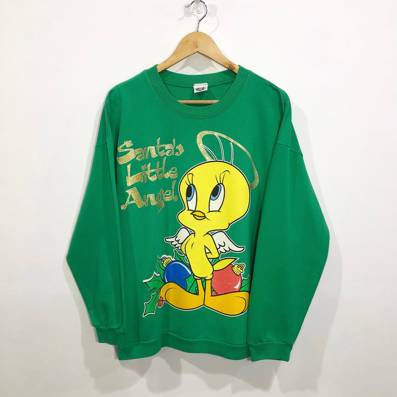 Vintage Looney Tunes Sweatshirt 1996 Santa's Little Angel Tweety (W/XL)