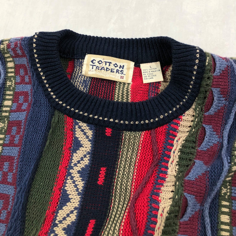 Vintage Cotton Traders Cable Knit Sweater (L/BIG-XL)