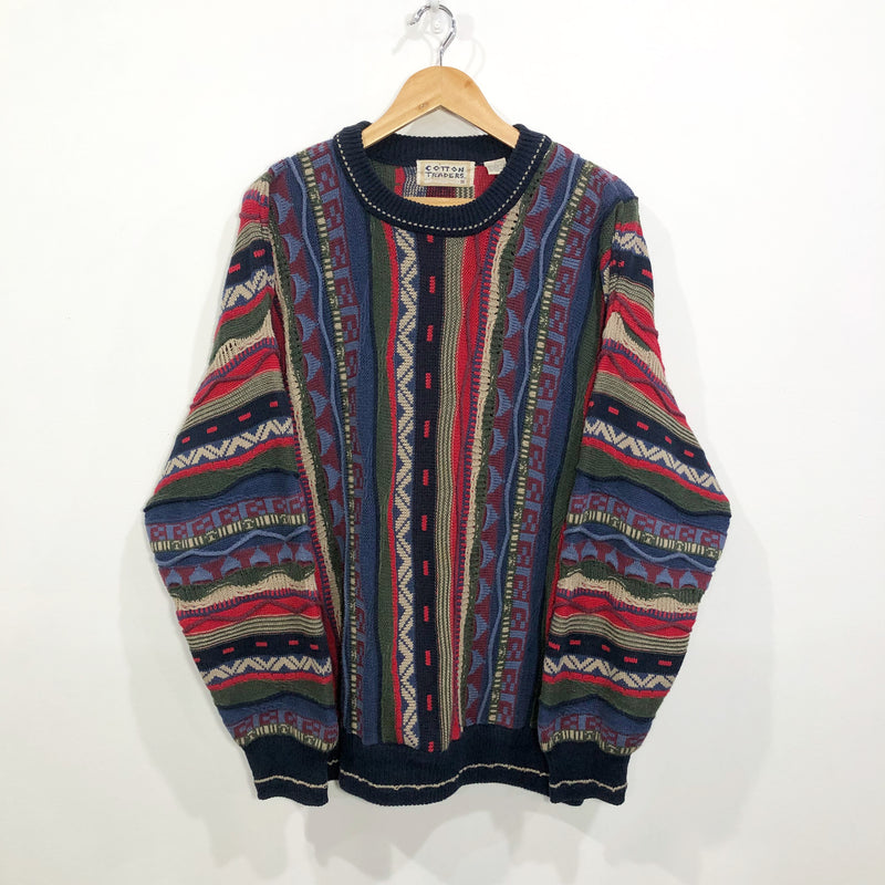 Vintage Cotton Traders Cable Knit Sweater (L/BIG-XL)