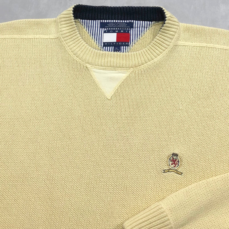 Vintage Tommy Hilfiger Heavy Knit Sweater Lion Crest Logo (2XL)