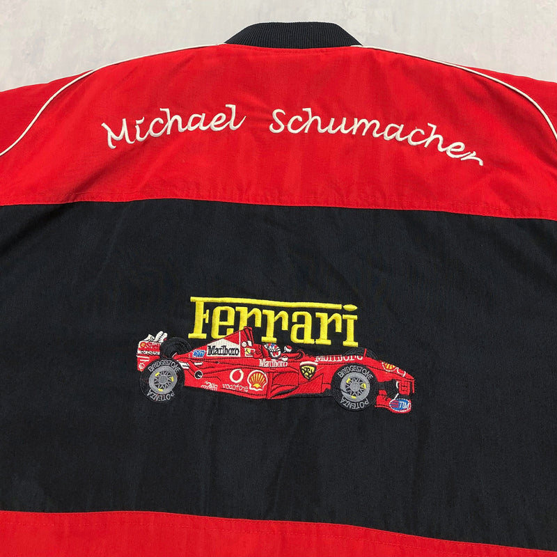 Motoring interest, Vintage fashion clothing, ladies, gents Ferrari style  motor racing themed jacket,