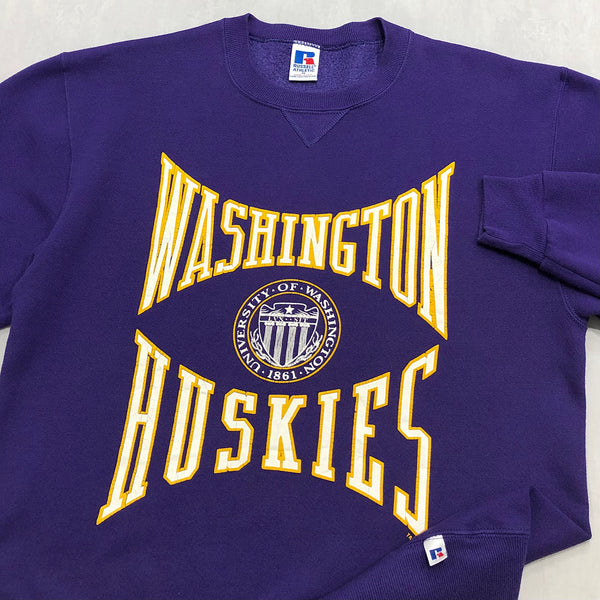 Vintage Russell Fleeced Sweatshirt Washington Uni Huskers USA (M/SHORT)