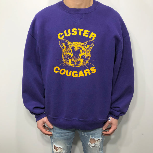 Vintage Russell Fleeced Sweatshirt Custer School Cougars Washington USA (M/BIG)