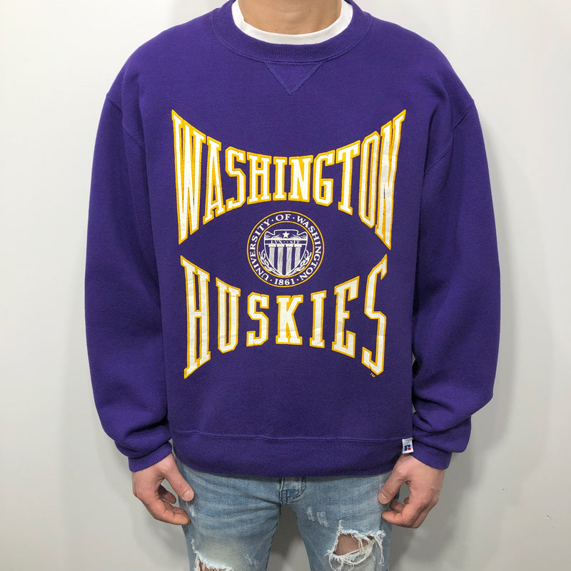 Vintage Russell Fleeced Sweatshirt Washington Uni Huskers USA (M/SHORT)