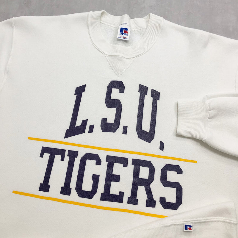 Vintage Russell Fleeced Sweatshirt Louisiana State Uni Tigers USA (L/SHORT)