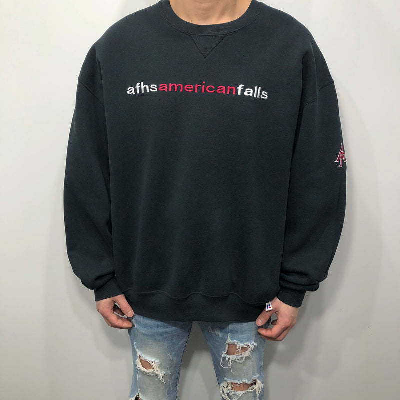 Vintage Russell Fleeced Sweatshirt American Falls School USA (L/BIG)