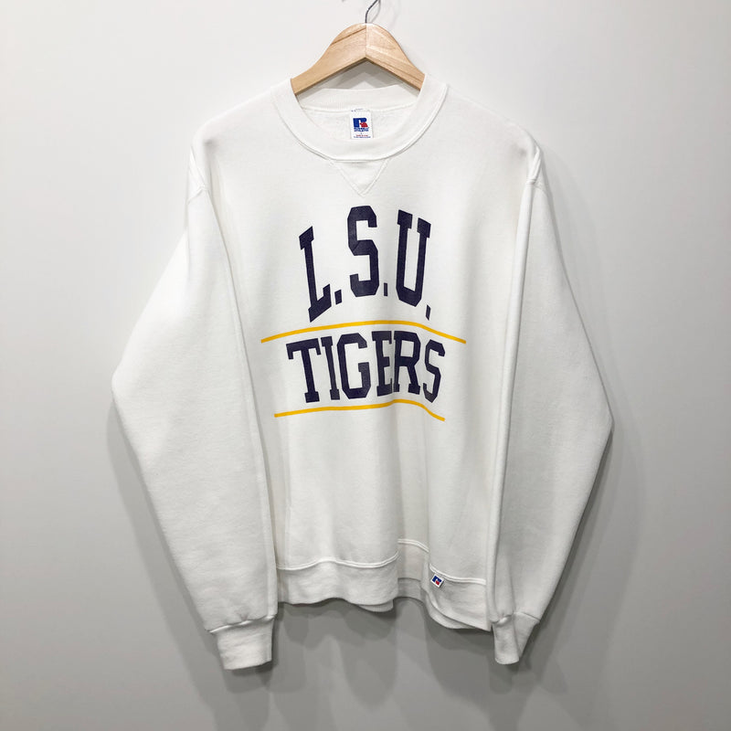 Vintage Russell Fleeced Sweatshirt Louisiana State Uni Tigers USA (L/SHORT)