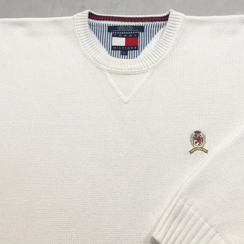 Vintage Tommy Hilfiger Knit Sweater Lion Crest Logo (L)