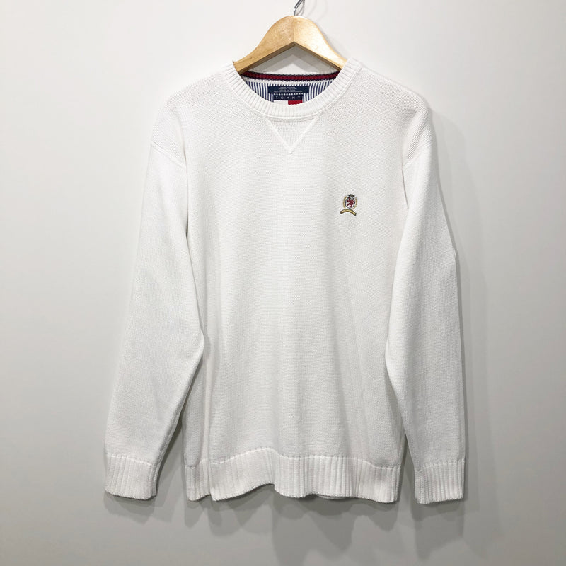 Vintage Tommy Hilfiger Knit Sweater Lion Crest Logo (L)