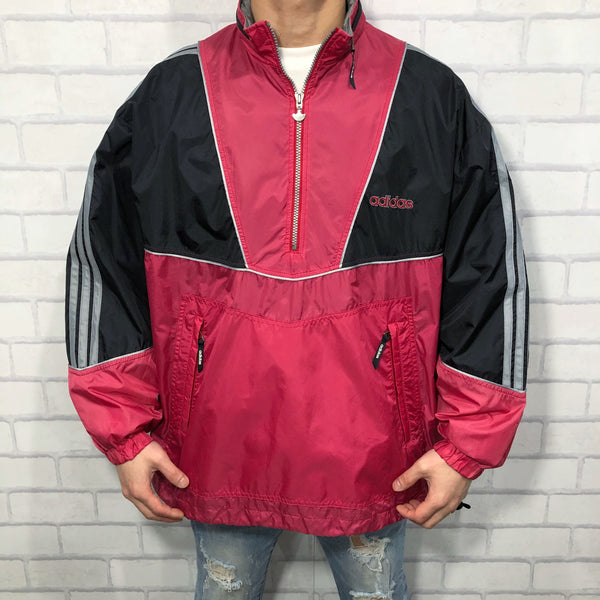 Vintage Adidas Half Zip Light Jacket Hooded (M)