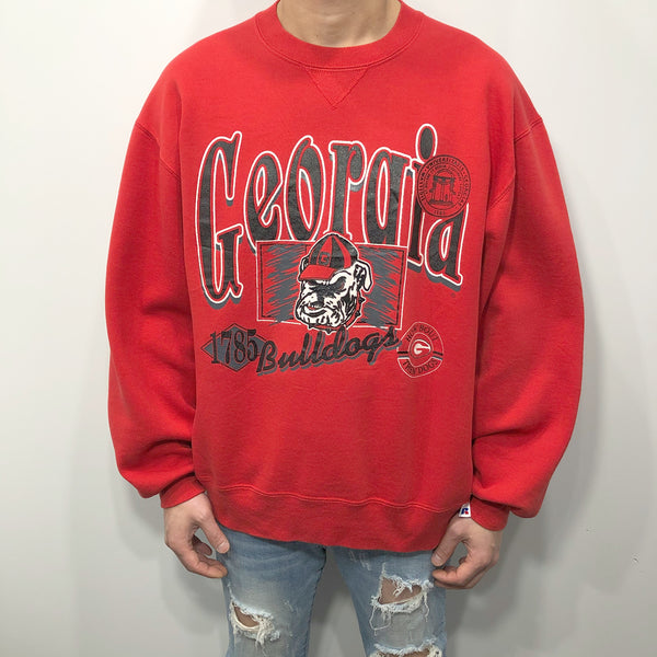 Vintage Russell Fleeced Sweatshirt Georgia Uni Bulldogs USA (L/SHORT)