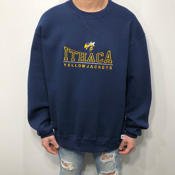 Vintage Russell Fleeced Sweatshirt Ithaca School Michigan Athletics Yellowjackets (L)