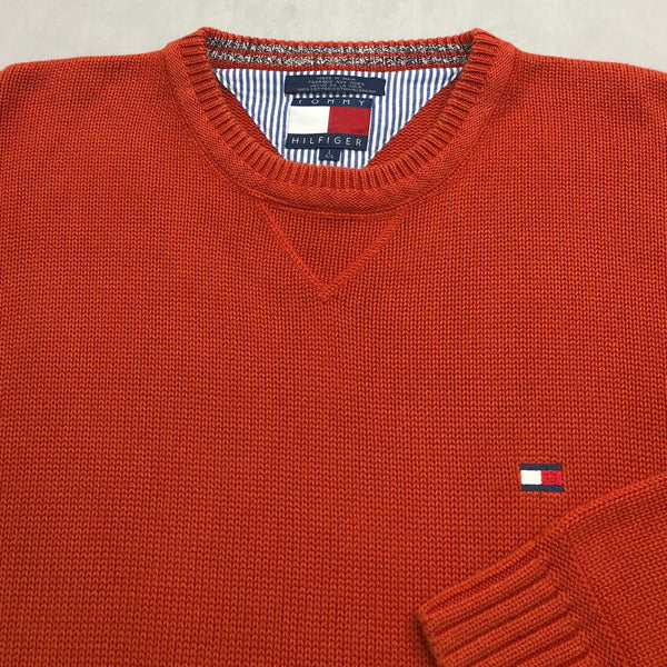 Vintage Tommy Hilfiger Heavy Knit Sweater Big Logo (XL)