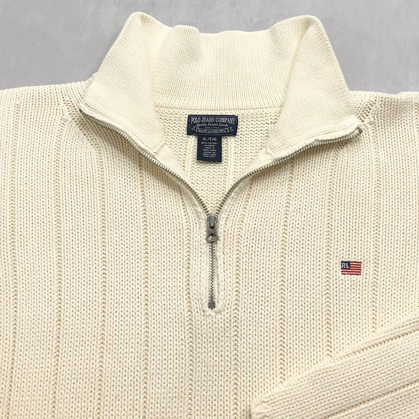 Vintage Polo Jeans Co Ralph Lauren Heavy Knit Quarter Zip (XL)