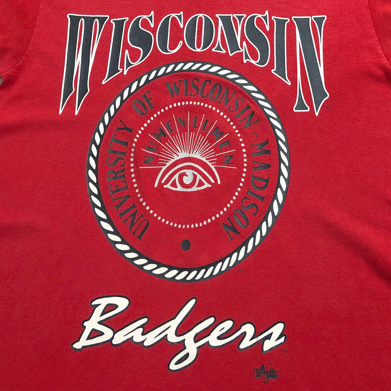 Vintage Majestic T-Shirt Wisconsin-Madison Uni Badgers USA (L/TALL)